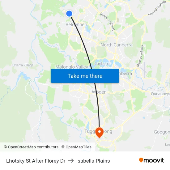 Lhotsky St After Florey Dr to Isabella Plains map