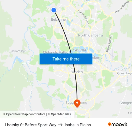 Lhotsky St Before Sport Way to Isabella Plains map