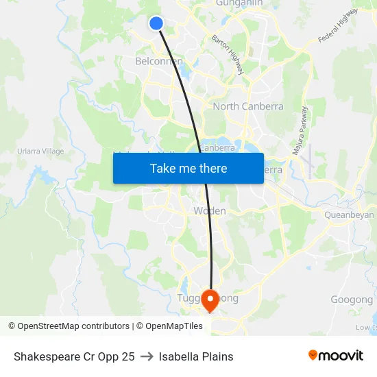 Shakespeare Cr Opp 25 to Isabella Plains map