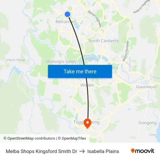 Melba Shops Kingsford Smith Dr to Isabella Plains map
