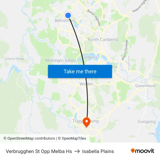 Verbrugghen St Opp Melba Hs to Isabella Plains map