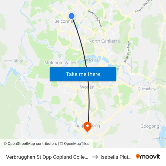 Verbrugghen St Opp Copland College to Isabella Plains map