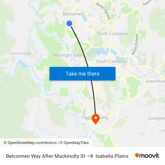Belconnen Way After Mackinolty St to Isabella Plains map