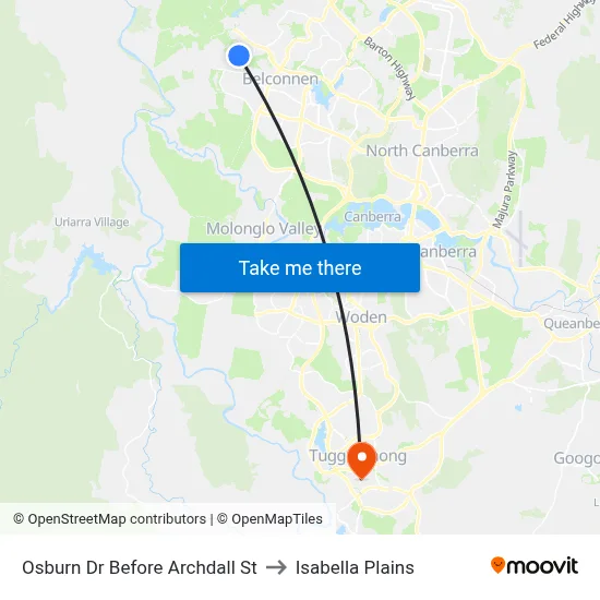 Osburn Dr Before Archdall St to Isabella Plains map