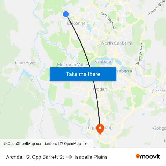 Archdall St Opp Barrett St to Isabella Plains map