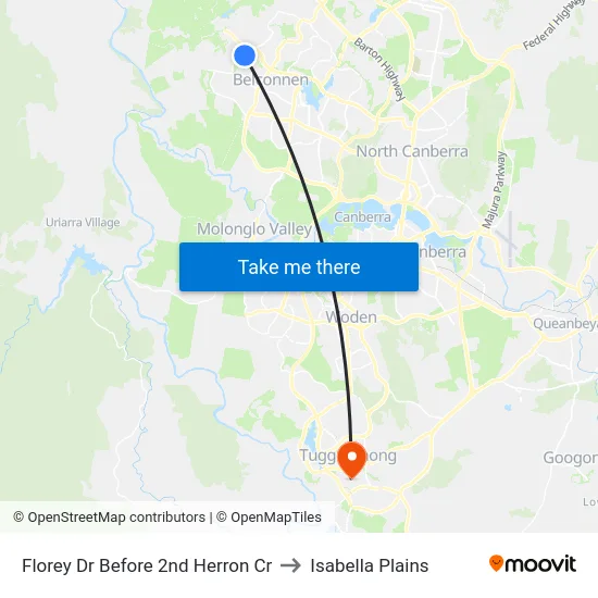 Florey Dr Before 2nd Herron Cr to Isabella Plains map