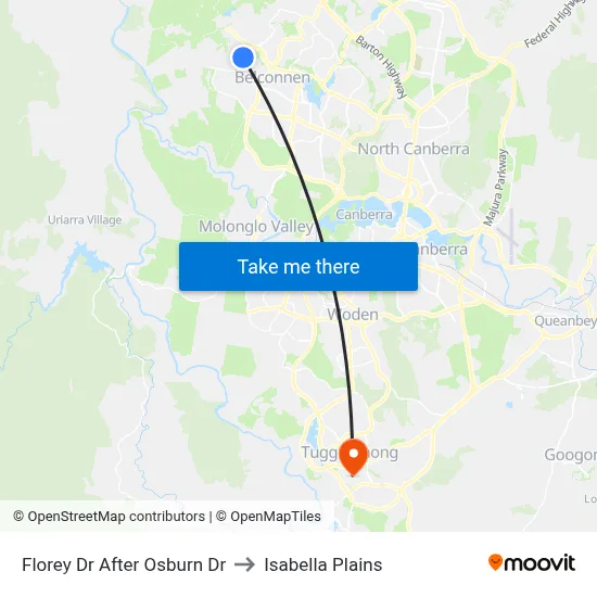 Florey Dr After Osburn Dr to Isabella Plains map