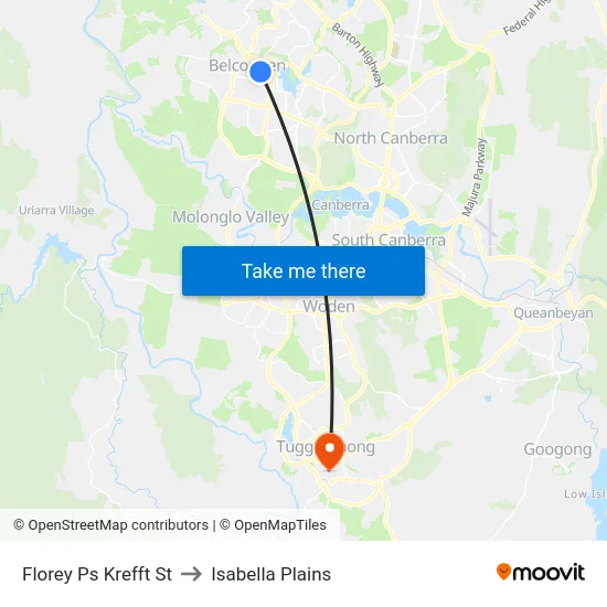 Florey Ps Krefft St to Isabella Plains map