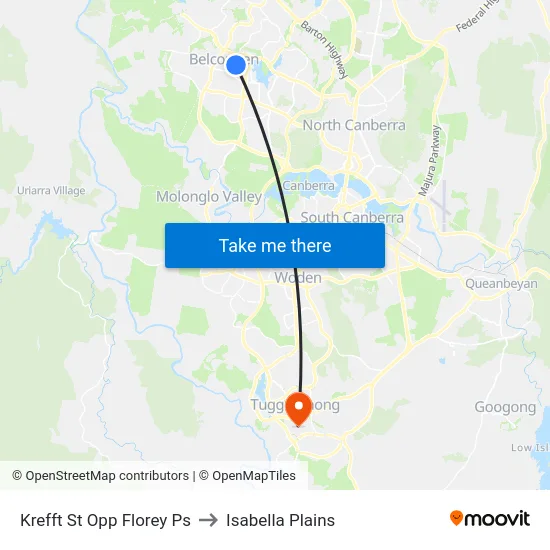 Krefft St Opp Florey Ps to Isabella Plains map