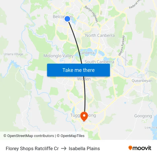 Florey Shops Ratcliffe Cr to Isabella Plains map
