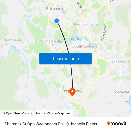 Shumack St Opp Weetangera Ps to Isabella Plains map