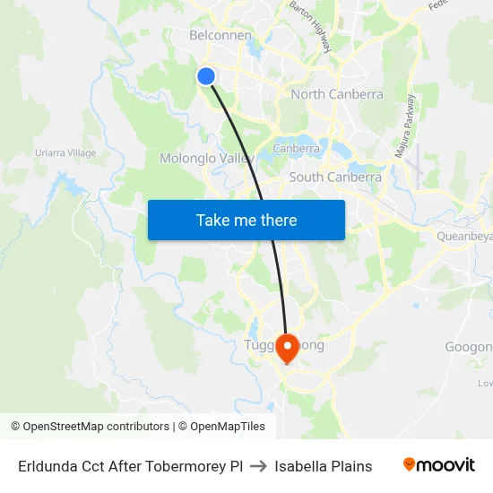 Erldunda Cct After Tobermorey Pl to Isabella Plains map