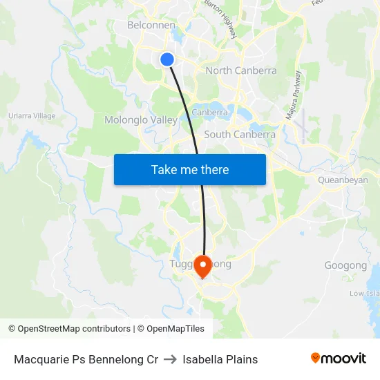 Macquarie Ps Bennelong Cr to Isabella Plains map