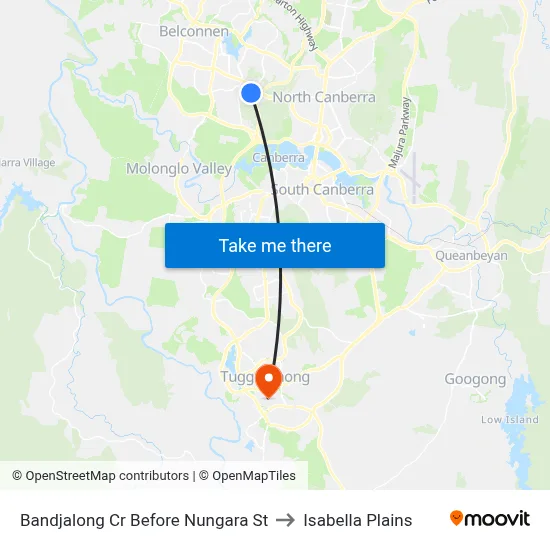 Bandjalong Cr Before Nungara St to Isabella Plains map