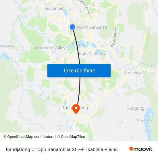 Bandjalong Cr Opp Banambila St to Isabella Plains map