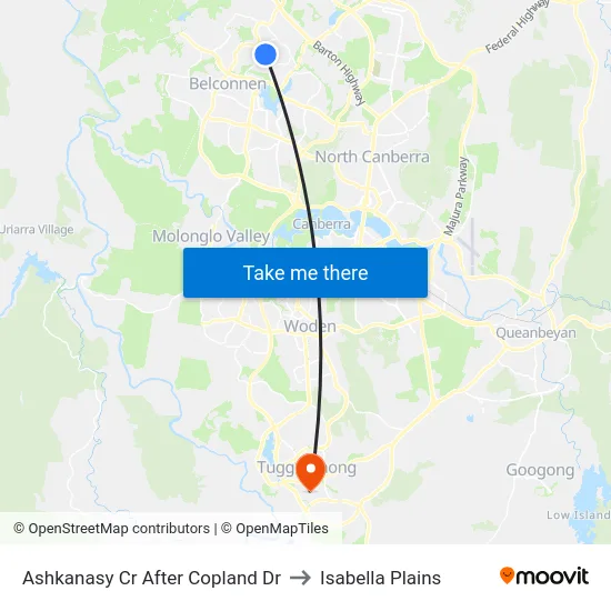 Ashkanasy Cr After Copland Dr to Isabella Plains map