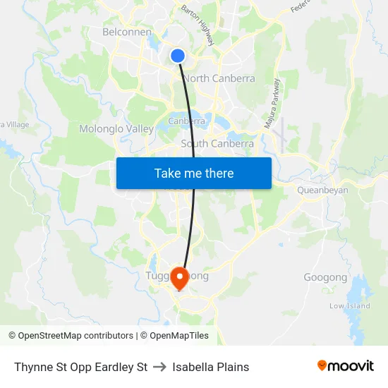 Thynne St Opp Eardley St to Isabella Plains map