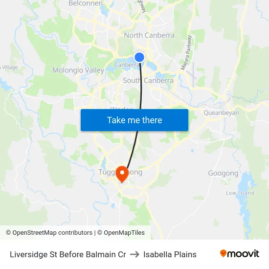 Liversidge St Before Balmain Cr to Isabella Plains map