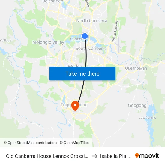 Old Canberra House Lennox Crossing to Isabella Plains map
