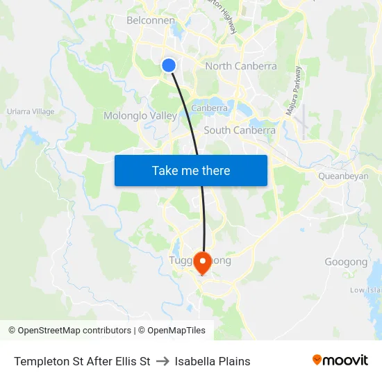 Templeton St After Ellis St to Isabella Plains map