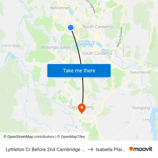 Lyttleton Cr Before 2nd Cambridge St to Isabella Plains map