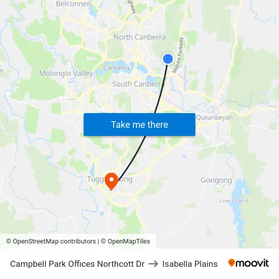 Campbell Park Offices Northcott Dr to Isabella Plains map