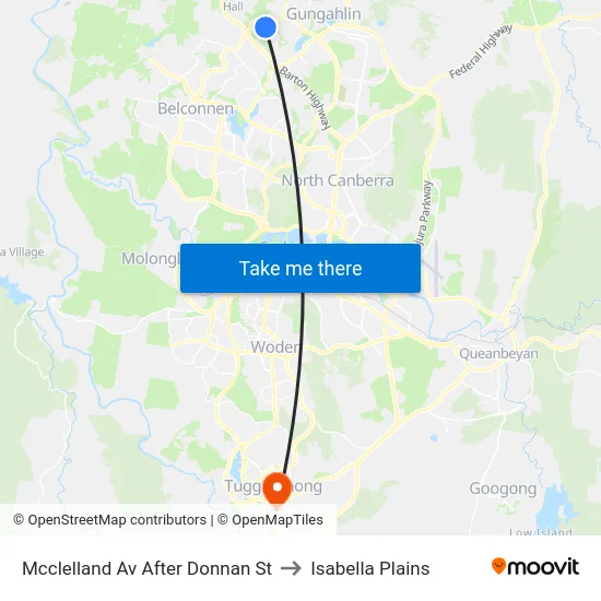 Mcclelland Av After Donnan St to Isabella Plains map
