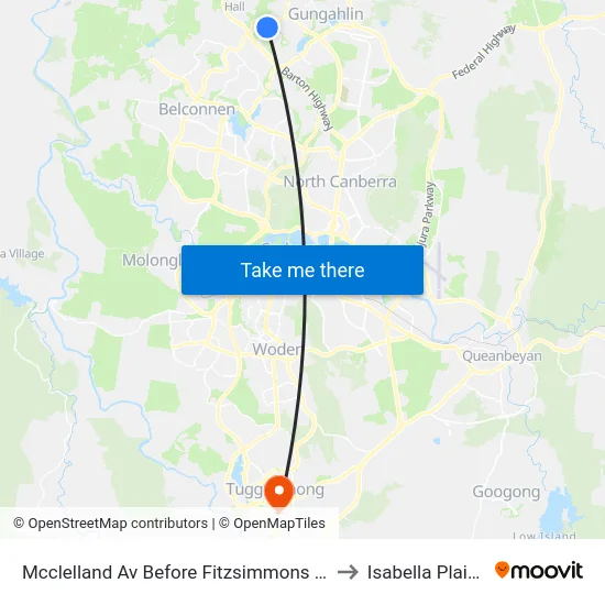 Mcclelland Av Before Fitzsimmons St to Isabella Plains map