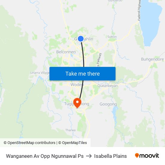 Wanganeen Av Opp Ngunnawal Ps to Isabella Plains map