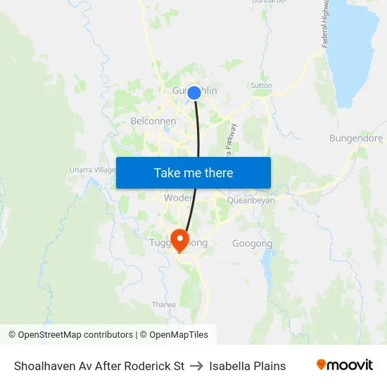 Shoalhaven Av After Roderick St to Isabella Plains map