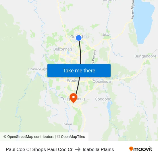 Paul Coe Cr Shops Paul Coe Cr to Isabella Plains map