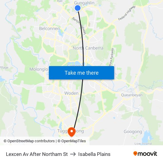 Lexcen Av After Northam St to Isabella Plains map