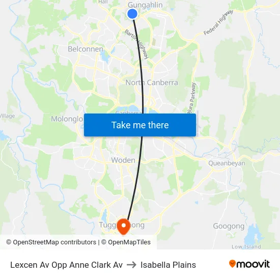 Lexcen Av Opp Anne Clark Av to Isabella Plains map