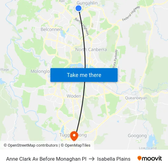 Anne Clark Av Before Monaghan Pl to Isabella Plains map