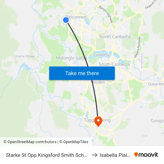 Starke St Opp Kingsford Smith School to Isabella Plains map