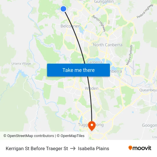 Kerrigan St Before Traeger St to Isabella Plains map