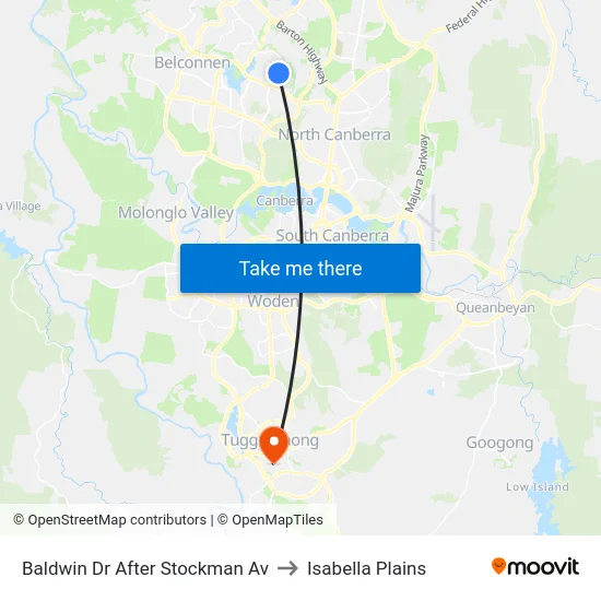 Baldwin Dr After Stockman Av to Isabella Plains map