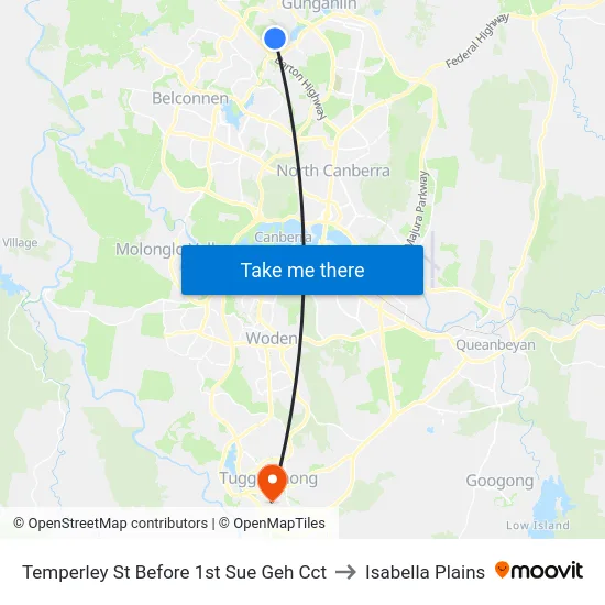 Temperley St Before 1st Sue Geh Cct to Isabella Plains map