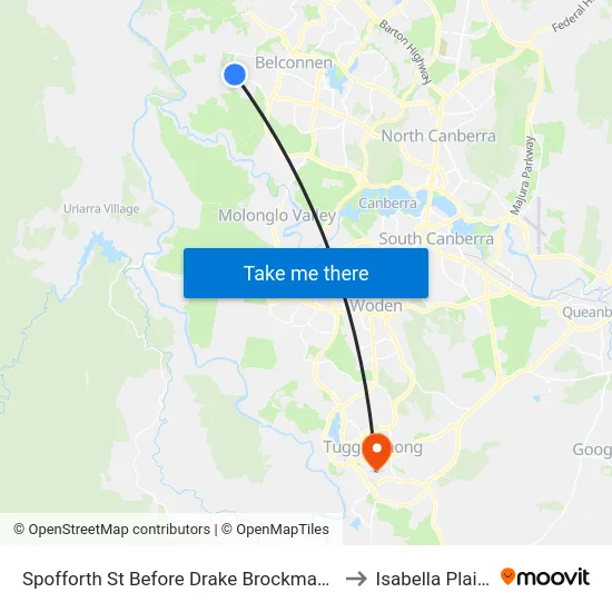 Spofforth St Before Drake Brockman Dr to Isabella Plains map
