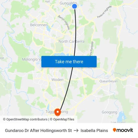 Gundaroo Dr After Hollingsworth St to Isabella Plains map