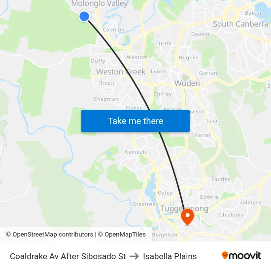 Coaldrake Av After Sibosado St to Isabella Plains map