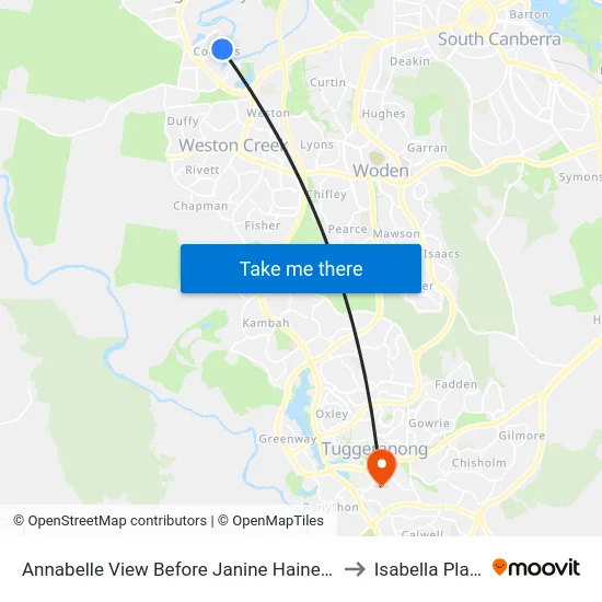 Annabelle View Before Janine Haines Tce to Isabella Plains map
