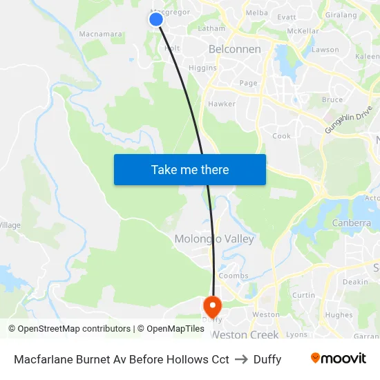 Macfarlane Burnet Av Before Hollows Cct to Duffy map