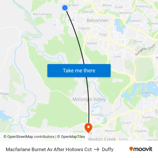 Macfarlane Burnet Av After Hollows Cct to Duffy map