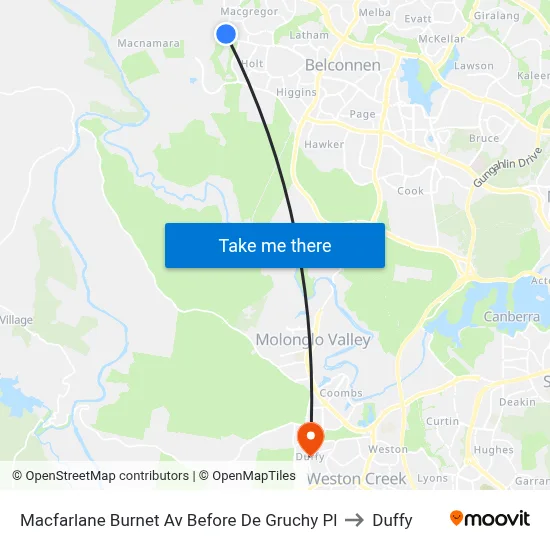 Macfarlane Burnet Av Before De Gruchy Pl to Duffy map