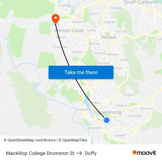 Mackillop College Drumston St to Duffy map