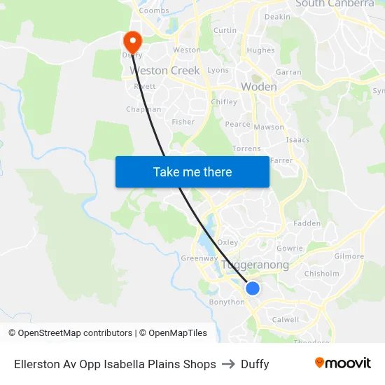 Ellerston Av Opp Isabella Plains Shops to Duffy map