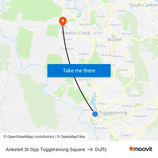 Anketell St Opp Tuggeranong Square to Duffy map