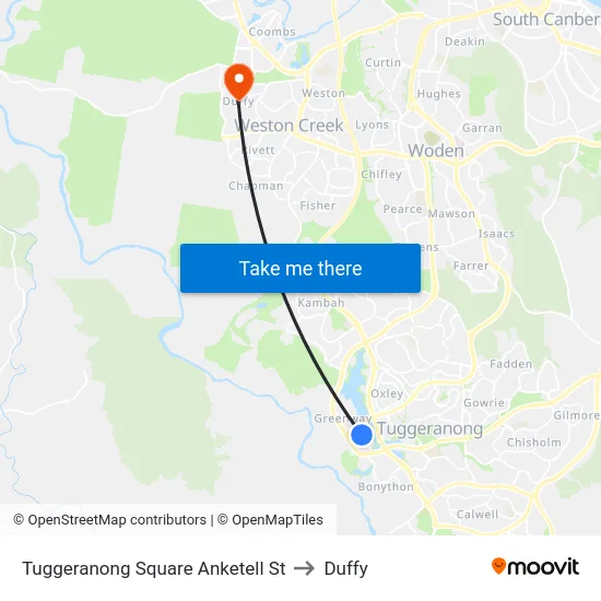 Tuggeranong Square Anketell St to Duffy map