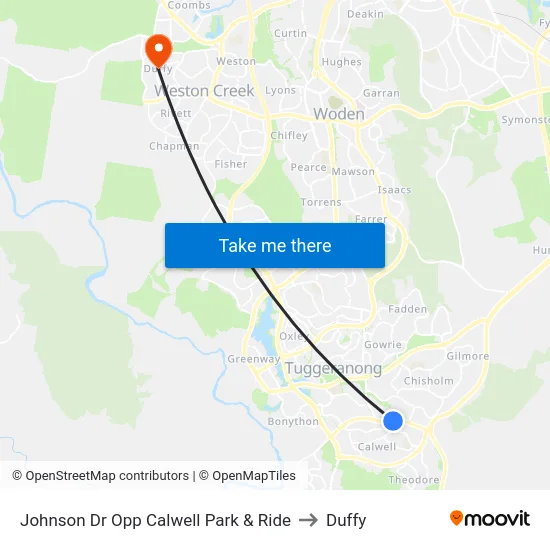 Johnson Dr Opp Calwell Park & Ride to Duffy map